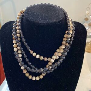 Stone two-tone bead necklace - 28"